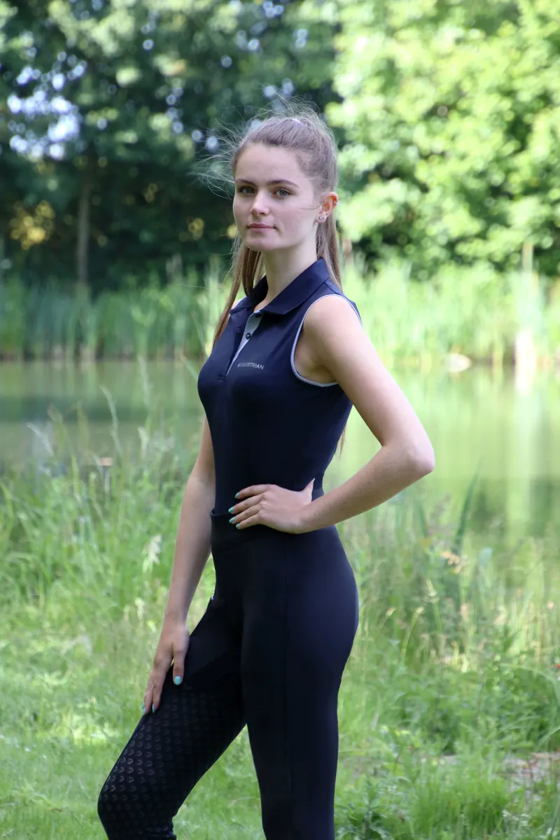 Hy Equestrian Synergy Sleeveless Polo - Navy-4